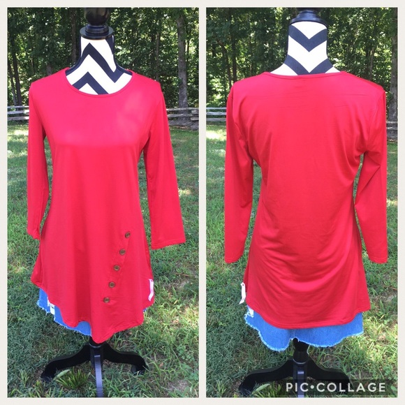 Fashion Collection Tops - Red asymmetrical 🔥HP🔥tunic length top